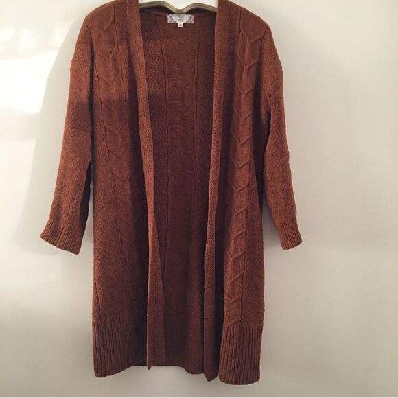 Pink Rose Burnt Orange Knit Coat Sweater Cardigan | Size XS - Picture 1 of 6
